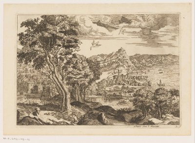 Uçan kuşların olduğu kıyı manzarası Titian'dan sonra manzaralar (dizi başlığı) by Moise Jean Baptiste Fouard