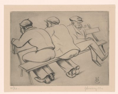 Bir kanepede üç adam by Mommie Schwarz (signed by artist)