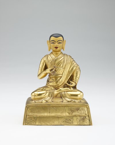 On ikinci Dalai Lama, Trinlay Gyatso, kısmi bir lama ve öğretmen grubundan, 19. yüzyılın ortalarında by Mongolian School