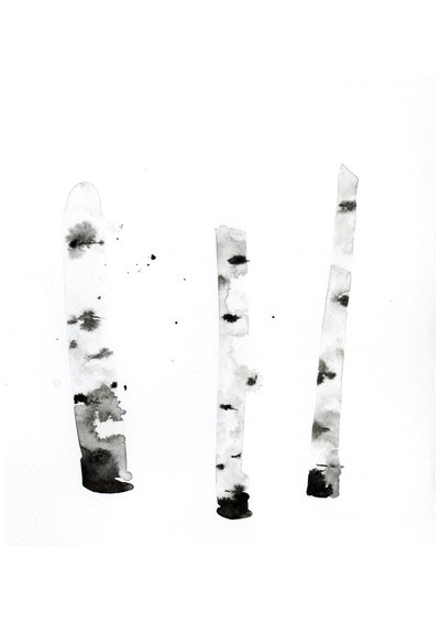 Ghost Birch, 2022 (Langton, 300 gsm soğuk baskı kağıt üzerine suluboya) by Monica Perez Vega