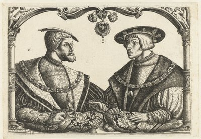Karel V ve Ferdinand I by Monogrammist CB met boom (attributed to)