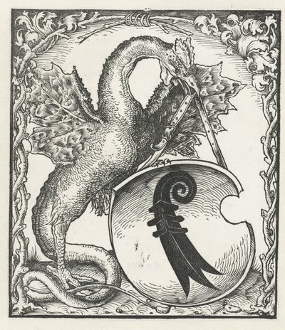 Basel arması ile ejderha by Monogrammist DS (graveur) (attributed to)