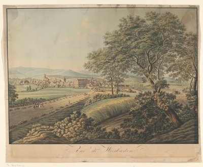 Wiesbaden Vue de Wiesbaden'in görünümü (nesne üzerindeki başlık) by Monogrammist DS (graveur)