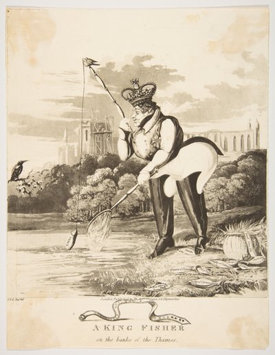 Thames Kıyısında Bir Kral Balıkçı, 1827. by Monogrammist JVS