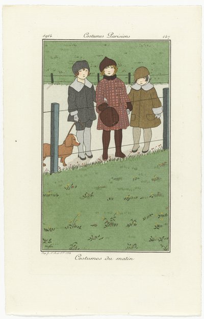 Journal des Dames et des Modes, Paris Kostümleri, 1914, No. 147: Sabah Kostümleri by Monogrammist MFN