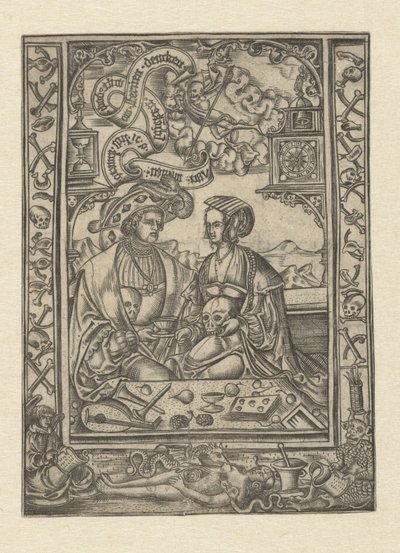 Vanitas Lord ve kafatası olan kadın by Monogrammist XXX met L (attributed to)