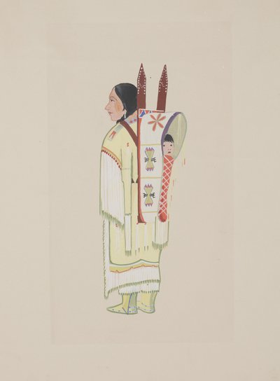 Kiowa Squaw, 1934 dolayları (suluboya) by Monroe Tsatoke