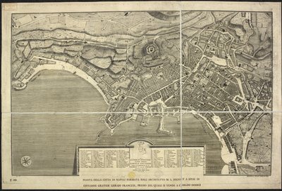 Napoli haritası, Pianta della citta di Napoli ... M.L. Jolivet ... belin. [sic] ve scrp. 1755 (gravür) by Morise Lewes Jolivet
