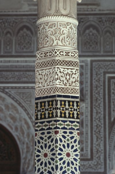 Thamiel glaoui Kasbah, zellij çini işi, detay (seramik) by Moroccan School