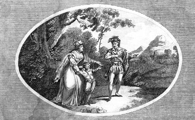 Kraliçe Margaret, oğlunu koruması için bir soyguncuya takdim ediyor. by Morris