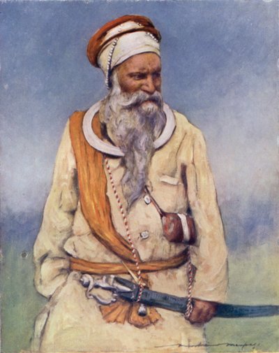 Bir Sih Savaşçısı (renkli taş) by Mortimer Ludington Menpes