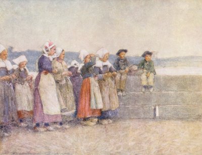 Balıkçı Filosunu İzleme, Concarneau (renkli taş baskı) by Mortimer Ludington Menpes