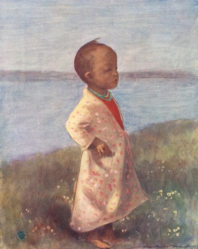 Dünya Çocukları: Birmanyalılar, Hazır Olda Duruyorlar (renkli taş baskı) by Mortimer Ludington Menpes