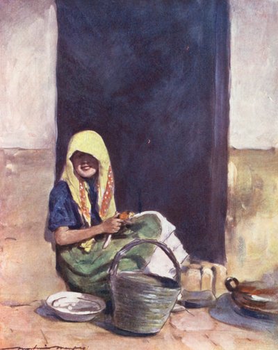 Dünya Çocukları: İspanyolca, Anneye Yardım (renkli taş baskı) by Mortimer Ludington Menpes