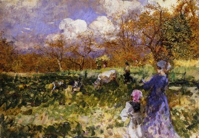 Çayırda; Keçi Süren Kadın ve Çocuklar, by Mose Bianchi