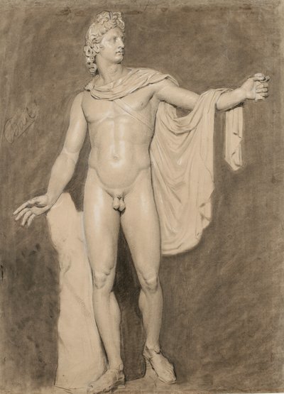 Apollo Belvedere'nin kadrosu (kağıt üzerinde yıkanmış siyah beyaz tebeşir) by Moseley Danforth