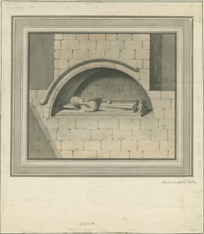 Elford Kilisesi - "Stanley Anıtı": sulu boya çizimi, nd [?18. yüzyıl] by Moses Griffiths