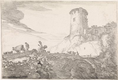 Yuvarlak kule ile manzara Arcadian manzaraları (dizi başlığı) by Moyses van Wtenbrouck