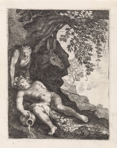 Slapende Silenus by Moyses van Wtenbrouck