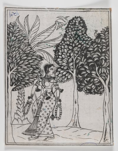 Kamod Ragini, 1605-1610 (kağıt üzerine mürekkep) by Mughal School