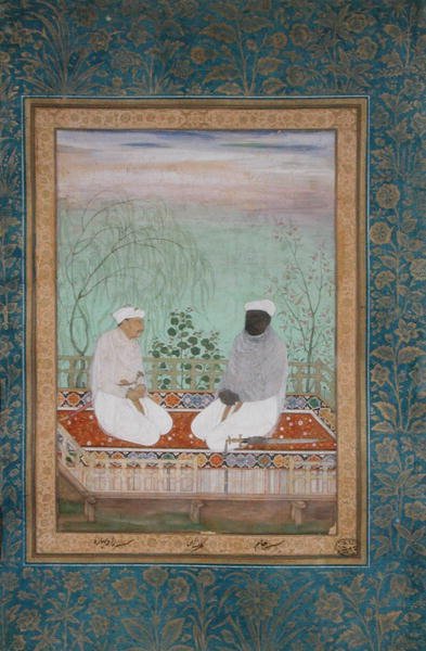 İki toprak sahibinin portreleri, Rai Bharo ve Gujaratlı Jassa Jam, c.1618 (parşömen üzerine guaj boya) by Mughal School