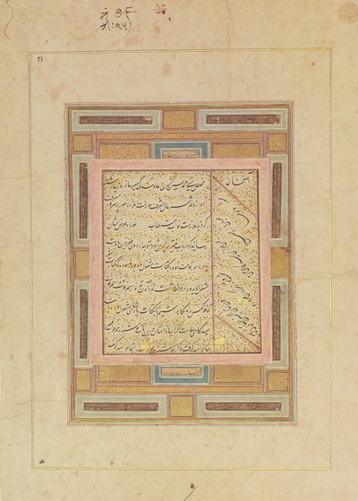 Kaligrafi sayfası, 17. yüzyılın başlarında. by Muhammad Husain Kashmiri