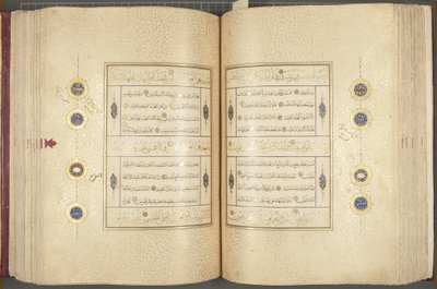 Fol 137 versso 183 recto, Timurlu Kuran, 1441 (kağıt üzerinde mürekkep ve altın) by Muhammad Mumin Abdallah Al Murwand