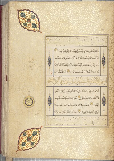 Fol 83 recto, Timurlu Kuran, 1441 (kağıt üzerinde mürekkep ve altın) by Muhammad Mumin Abdallah Al Murwand