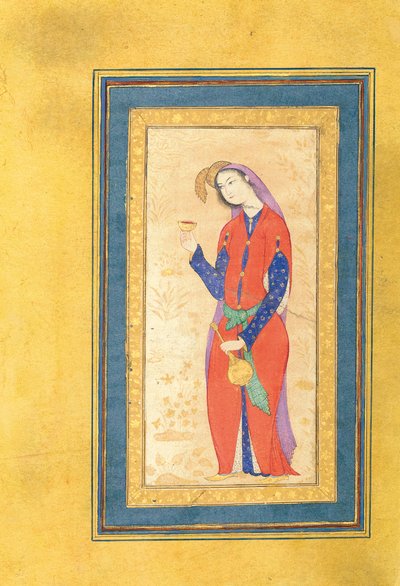 17. yüzyılın ortalarında bir fincan tutan bayan by Muin Musavvir