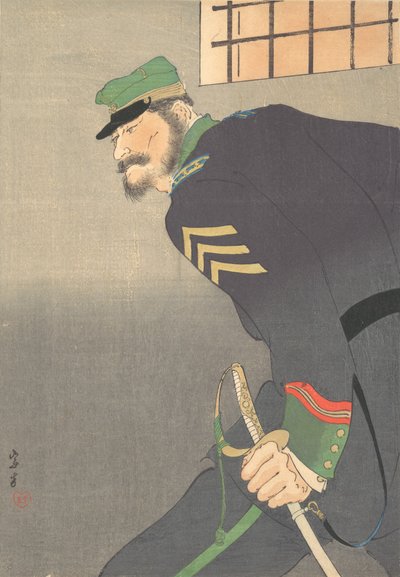 Baskı, [kılıçlı asker], yak. 1906. by Munakata