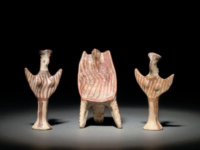 Psi figürü, oturan figürlü taht ve Psi figürü, yaklaşık MÖ 1300-1200 (pişmiş toprak) by Mycenaean