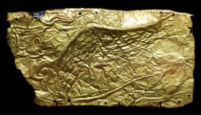 Vazo şeklindeki cam plaket için sac altın kapak by Mycenaean