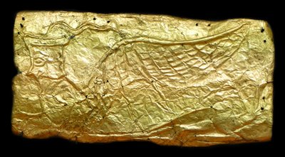 Vazo şeklindeki cam plaket için sac altın kapak by Mycenaean