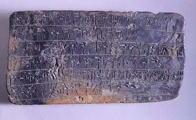 Linear B ile yazılmış tablet, Pylos'taki (Yunanistan) Nestor Sarayı arşivlerinden pişmiş toprak, Miken Uygarlığı, MÖ 13. yüzyıl by Mycenaean