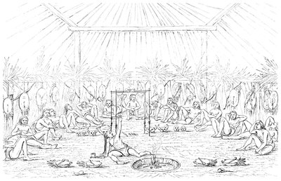 Tıp adamı ve teepee iç mekanı, 1841. by Myers and Co