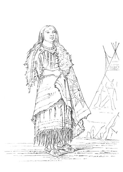 Birçok Kişiye Saldıran Kadın Portresi, Kızılderili kadın, 1841. by Myers and Co