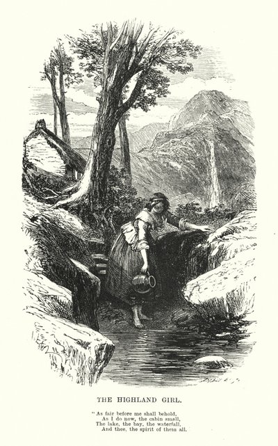 William Wordsworth: Highland Girl (gravür) by Myles Birket (after) Foster