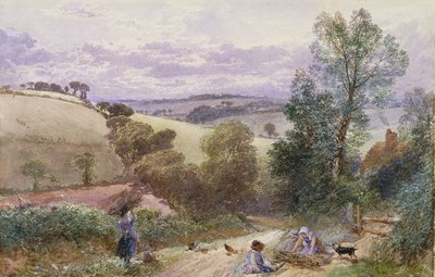 Yol Kenarında Dal Toplayan Figürler by Myles Birket Foster