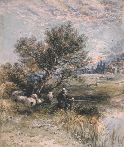 Angler (kağıt üzerine gövde rengi ile sulu boya) by Myles Birket Foster