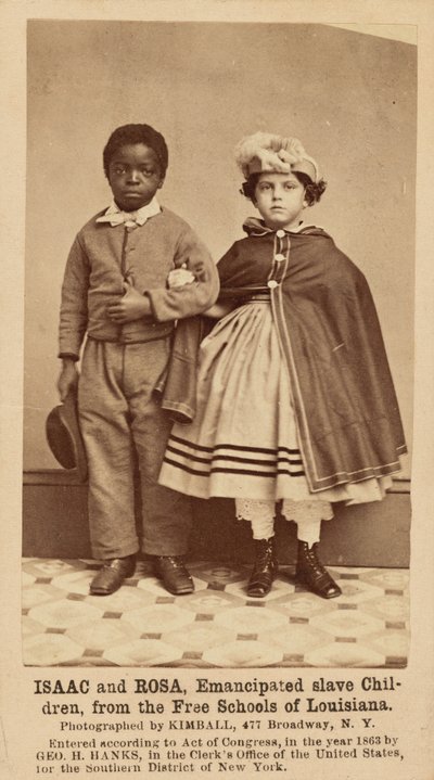 Isaac ve Rosa, Louisiana Özgür Okullarından Azat Edilmiş Köle Çocuklar,1863-1864 (fotoğraf) by Myron H. Kimball