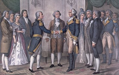 General George Washington (1732-99) ve Marquis de La Fayette (1757-1834) Philadelphia