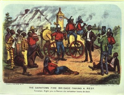 Darktown İtfaiyesi Dinleniyor (renkli taş) by Currier and Ives
