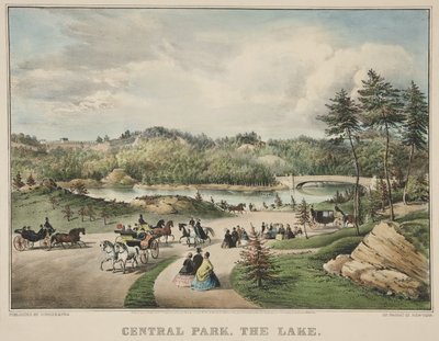 Central Park - Göl by Currier and Ives