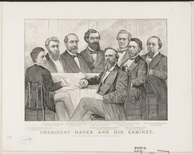 Başkan Hayes ve kabinesi, c.1877 (lito) by Currier and Ives