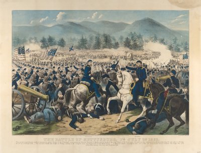 Gettysburg Savaşı, PA, 3 Temmuz by Currier and Ives
