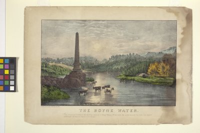 The Boyne Water (elle renklendirilmiş litografi) by N. and Ives J.M. (1824 95) Currier