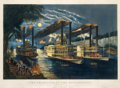 Mississippi Şampiyonları - "Buckhorns için Bir Yarış" by Currier and Ives