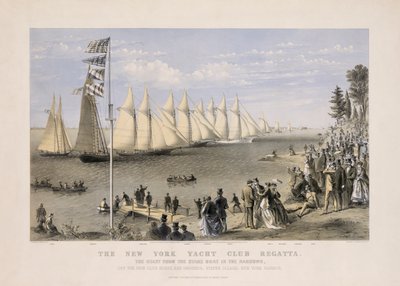 New York Yat Kulübü Regatta by Currier and Ives
