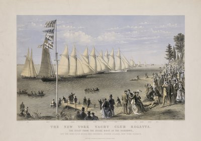 New York yat kulübü yarışları, 1869 dolayları (renkli litografi) by Currier and Ives