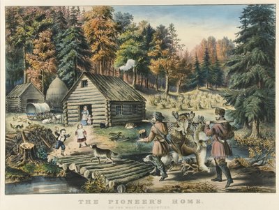 Öncünün Batı Sınırındaki Evi by Currier and Ives